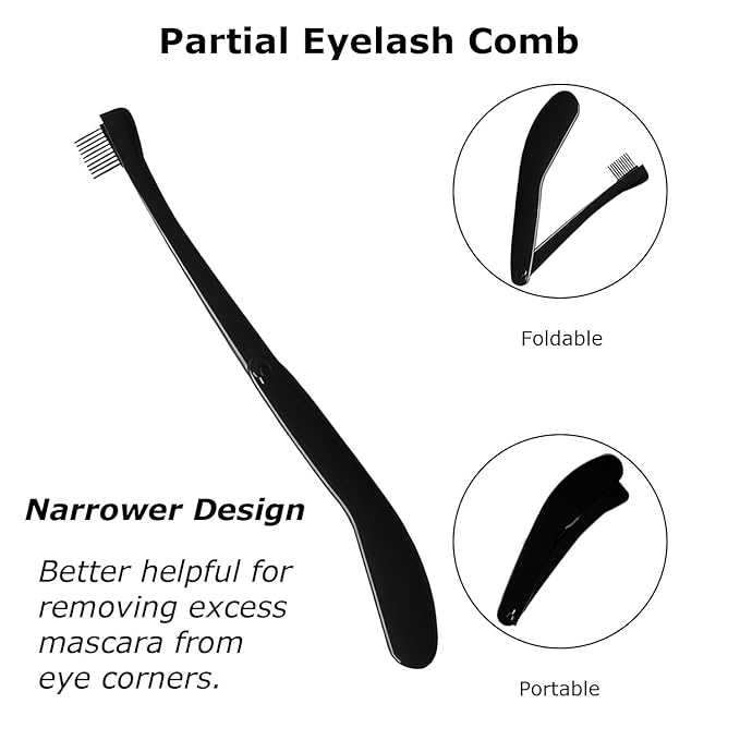 Eyelash Comb, 2PCS Eyelash Separator Tool Lash Comb Lash Separator With Cover For Girls Women Eye Makeup Brushes Separator Mascara Applicator Tools With Metal Teeth