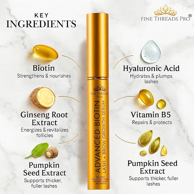Advanced BIOTIN Eyelash Growth Serum for Longer, Fuller, Thicker Lashes & Eyebrows, Lash Serum for Eyelash Growth- Fast Results 2-4 weeks
