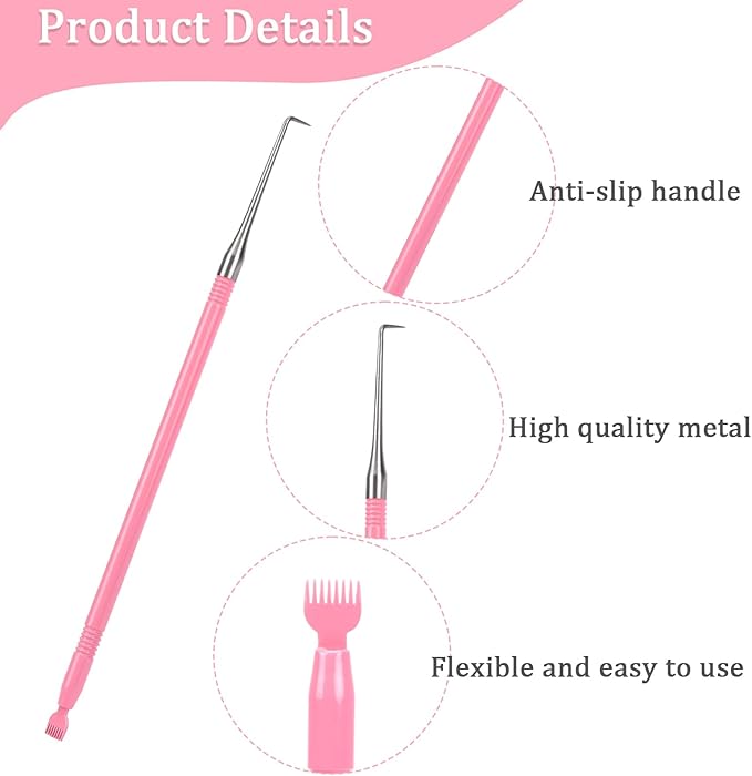 Professional lash Separator Tool, Stainless Steel Lash Lift Perm Tools and Tint Kit Eyelash Lift and Tint Tool with Comb Lash Perming Brush Lash Lift Comb Perming and Tinting Supplies (Pink)