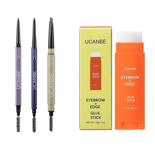UCANBE Eyebrow Pen - Eyebrow Pencil 3-in-1 Eye Brow Pencils for Women & brow glue,waterproof eyebrow pencil,eye brow gel,Long-Lasting Dual-Sided Brow Pencil with 3 Types Tips,02Light Brown