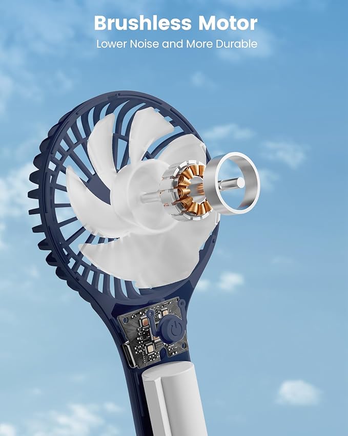 Portable Mini Fan - Powerful Personal Handheld Fan with 3 Speeds, Cute and Small, USB Rechargeable for Travel/Lash/Makeup/Outdoor/Home,Dark Blue