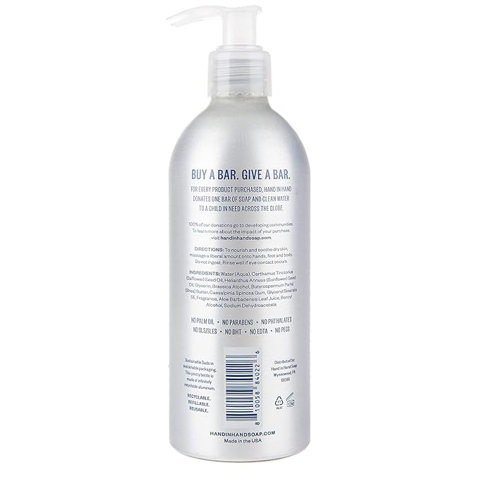Hand in Hand Moisturizing Body Lotion, Dry Skin Lotion with Shea Butter, 10 Fl Oz, Sweet Mint & Eucalyptus, Sea Salt Scent, 2 Pack
