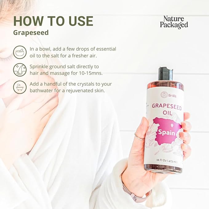 Grapeseed Oil - Pure Grapeseed oil for Skin - 100% Pure Carrier Oil for Hair, Face, and Skin - Direct from EIR Oils in the Beautiful Spanish Countryside (16 oz)