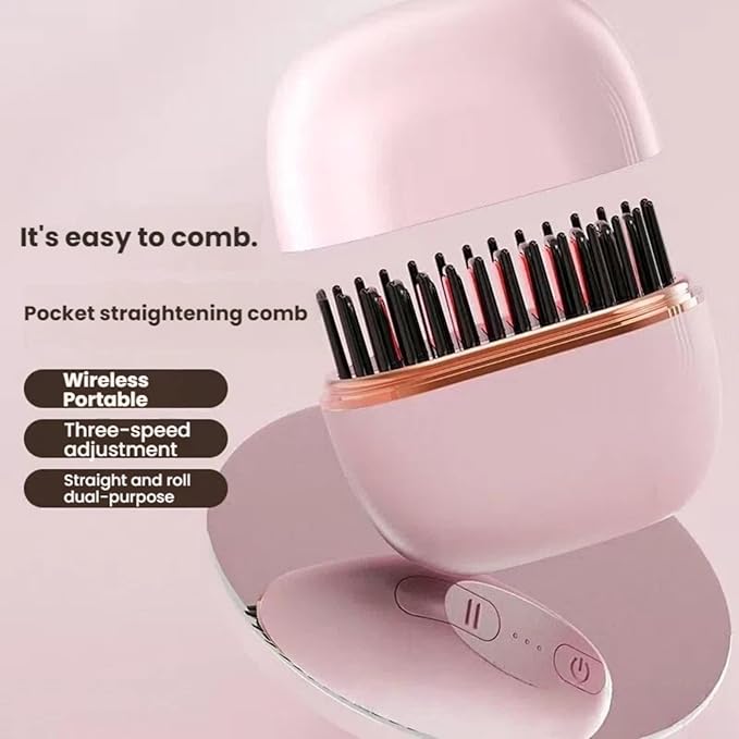 Mini Straightener, Rechargeable Portable Hair Straightener Brush, Cordless and Portable,Travel Straightene Mini,Fast Heating,Suitable for Travel (Black)