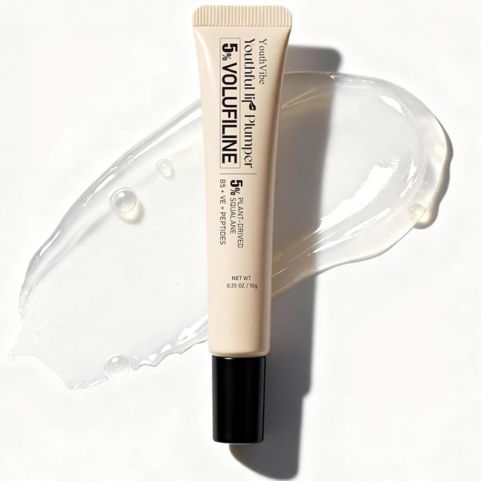 YouthVibe Hydrating Lip Primer & Plumper Gloss - 5% Volufiline™, Squalane, Shea Butter, Collagen, Peptide & PDRN - Plumping, Anti-Aging, Nourishing Lip Care for Smoother, Softer Lips