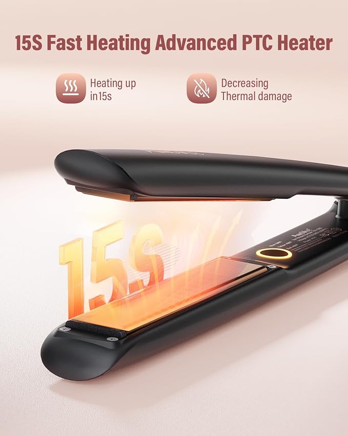 2 in1 Hair Straightener and Curler,15s Fast Heating Ceramic Flat Iron,Dual Voltage Hair Iron for Silky Smooth Hair,Suitable for All Hair Types