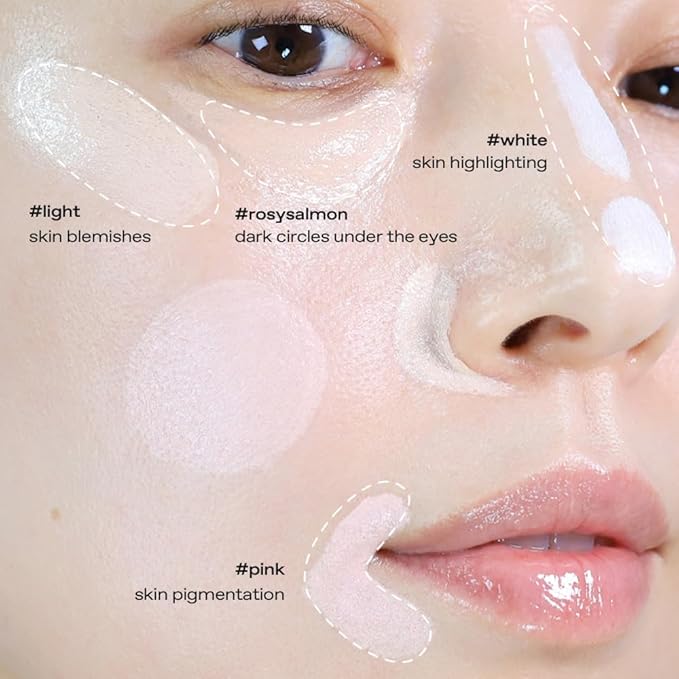 not dry concealer #pink #white : Vegan-Free, hypoallergenic, premium dual-ended concealer, expertly crafted to flawlessly cover pigmentation, 0.4 Oz