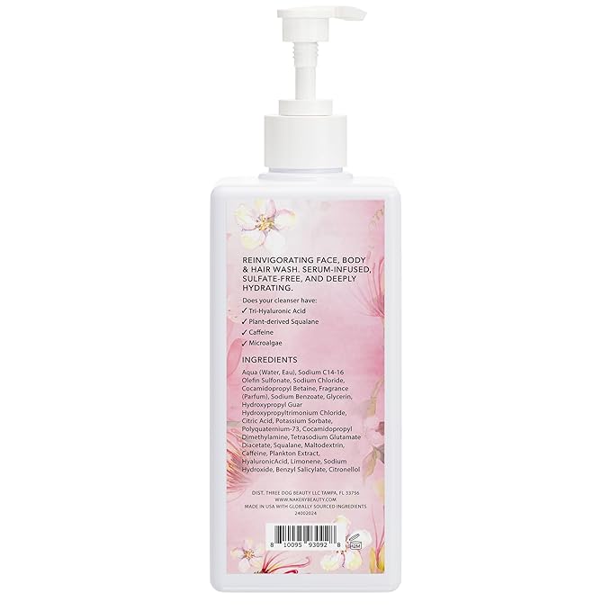 Nakery SkinRestore Hydrating Face & Body Wash with Hyaluronic Acid - Body Wash for Sensitive Skin - Foaming Face Wash & Oil Cleanser for Women 350ml - Sulfate Free & Cruelty Free - Social Butterfly