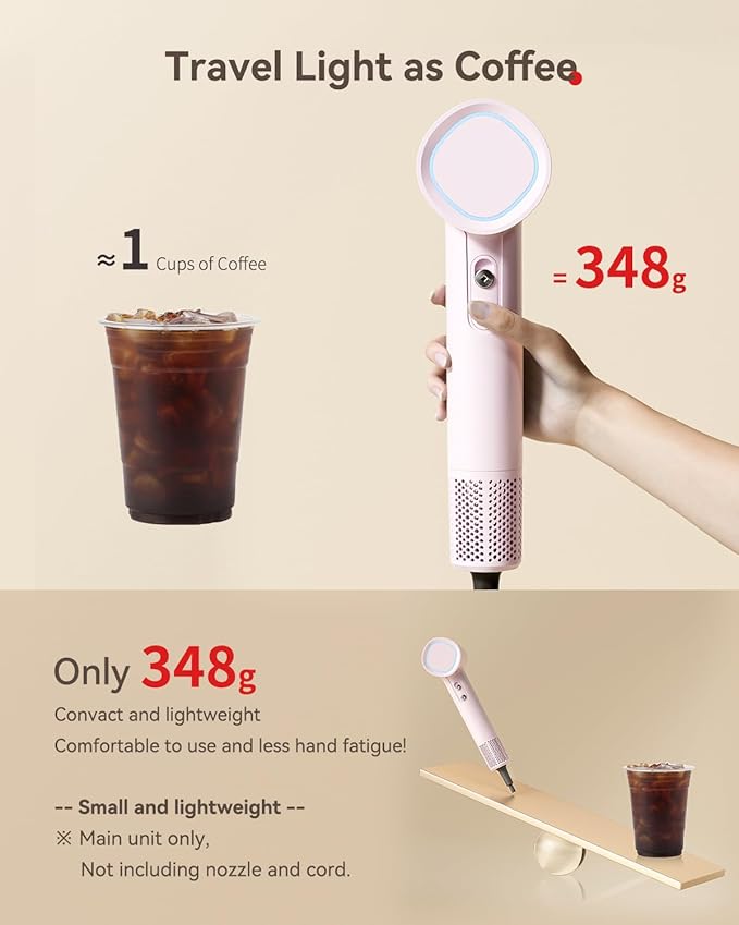 Hair Dryer Ionic, 110,000 RPM Hair Dryers for Women with Ceramic Technology Nozzle for Fast Drying, High Speed Blow Dryer 3-Speed Thermo Control Professional, Low Noise Design for Home Travel Salon