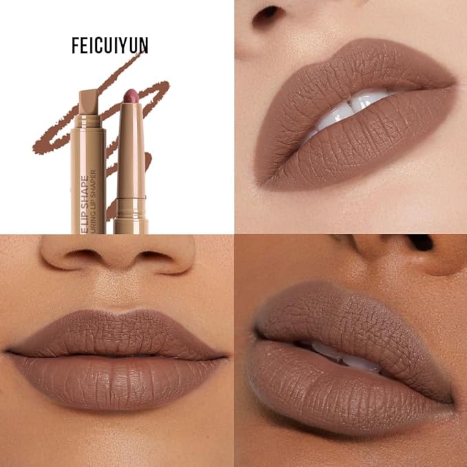 Plump Matte Crayon Lip Liner Pencil, Chocolate Lip Liners Lipstick, Long-Lasting Waterproof Creamy Formula, With Silicone Smudger for Define Contours & Sculpting Lip, 0.75g/0.026oz