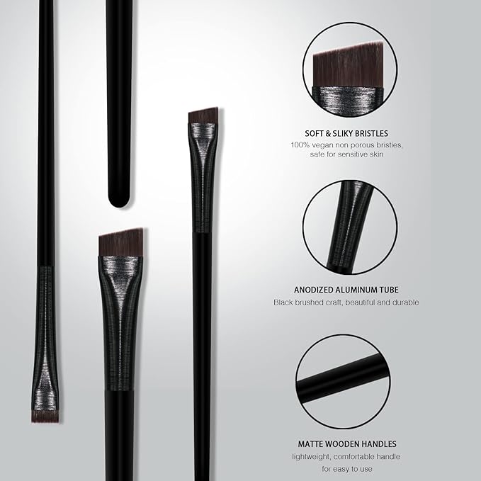 Eyeliner Brush Brow Tint Brushes Eyebrow Brushes Set Fine Angled Point Angled Slanted Tinting Brushes Ultra Thin Flat Makeup Brush Premium Eyebrow Brush Precision Gel Professional Soft Synthetic Hairs