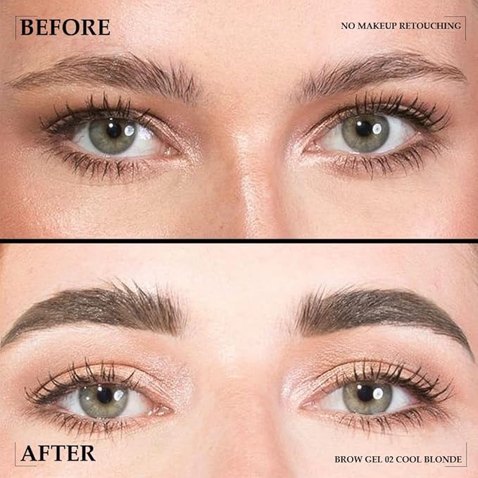 Tinted Thickening Brow Mascara,Brow Fast Sculpt,Waterproof, Transfer-proof, Brush to Fill in Eyebrows and Cover Gray Hairs - Cruelty Free - Light Medium Brown (2pcs 02 Cool Blonde)