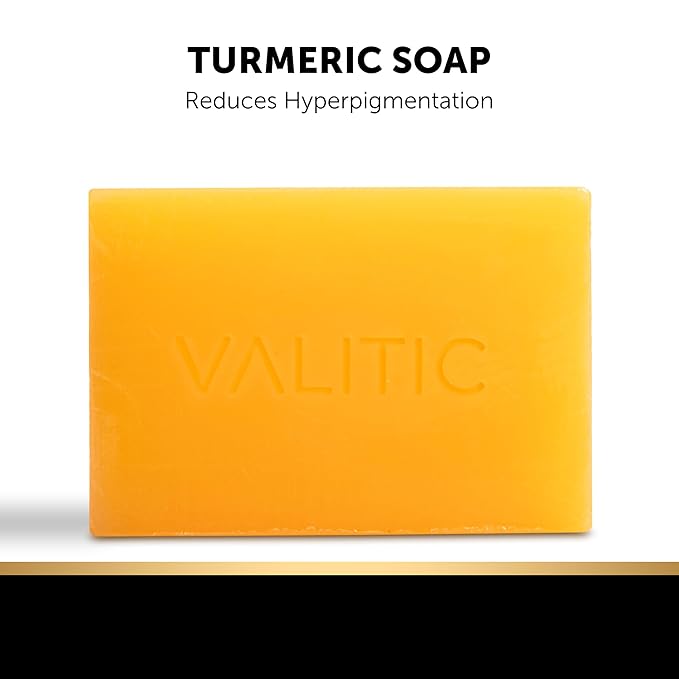 VALITIC Kojic Acid Soap Bars - Turmeric, Snail Mucin, Charcoal and Lemon - 4 Assorted Dark Spot Remover Soaps with Hyaluronic Acid, Vitamin C, Vitamin E and Shea Butter