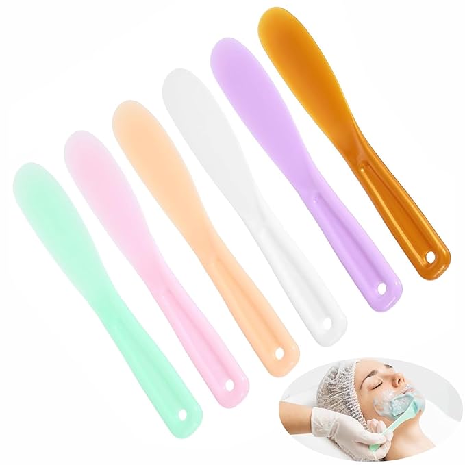 12pcs 24pcs 50pcs Cosmetic Spatula for Face Mask Cream Lotion Stick Plastic Spoon Disposable Scoop Makeup Tool for Easy Mixing, Sampling, Waxing DIY Facial Lip Mask Stick (24pcs (6 colors))