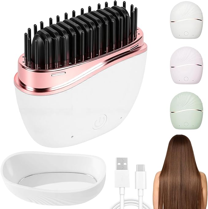 Mini Straightener, Cordless Rechargeable Portable Straightening Comb, 3-Speed Temperature Control, Fast Heating Technology, Mini Hair Straightener with Idea for Home Travel (White)
