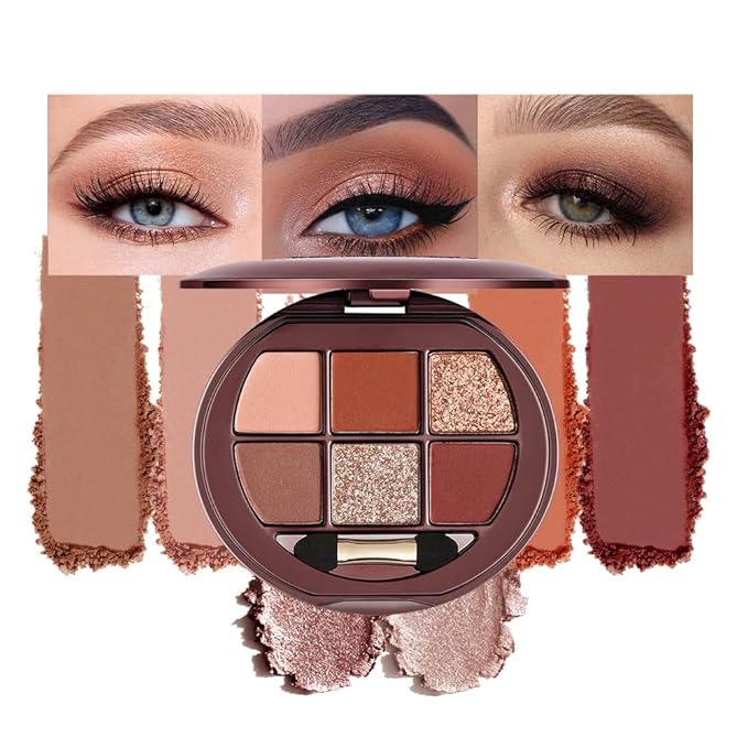 Eyeshadow Palette 6-Color Glitter, Shimmer Pearlescent, Super Sparkle & Multi-Color Earth Tones, Waterproof, Sweatproof, Long-Lasting, Fine Texture for Vibrant, Smudge-Proof Eye Makeup-12#
