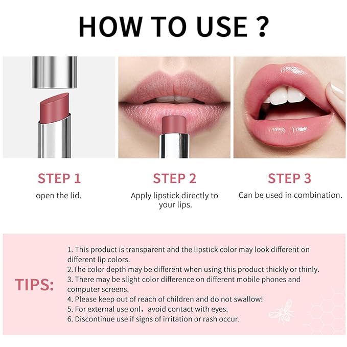 Dulele 2PCS Honey Lipstick Tinted Lip Balm, Glossy Hydrating Lip stick, Sheer Black Jelly Lipstick, Nourishing Black and Pink Lip Stick, Moisturizing Lip Care Balm for Dry Lips