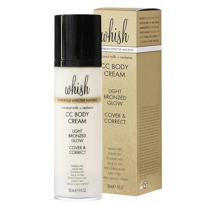 Whish Coconut Milk & Verbena CC Body Cream - Color Correcting Moisturizer with Shea Butter & Aloe - Leaves Skin With An Instant Glow - Paraben & Sulfate Free - 5 fl oz