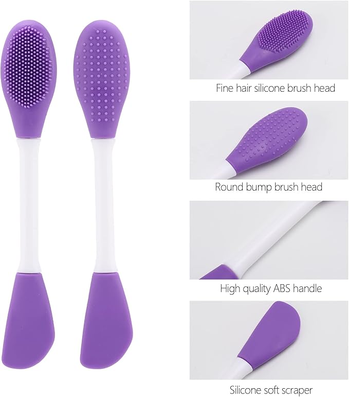 20 Pcs Silicone Face Mask Applicator, 2 in 1 Double-Sided Facial Scrubber Brush Tool, Double-Head Manual Cleansing Brush for Deep Gentle Exfoliating