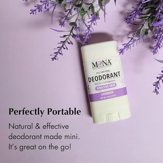 MONA All Natural MINI DEORORANT For Women & Men | Vegan & Safe for Sensitive Skin | Aluminum & Baking Soda free Deodorant with All Natural Fragrance | (Travel 4-Pack VAR-1 (0.53 Oz each))