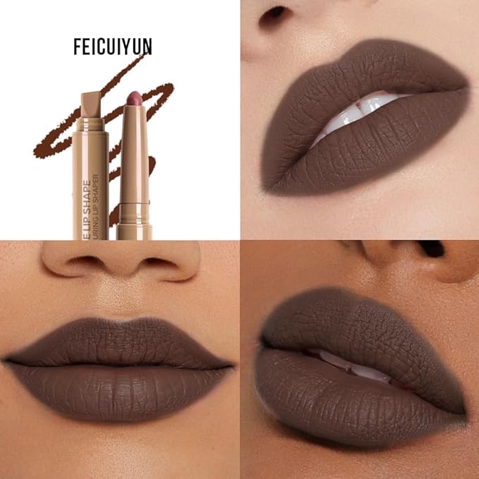 Plump Matte Crayon Lip Liner Pencil, SmokyTaupe Lip Liners Lipstick, Long-Lasting Waterproof Creamy Formula, With Silicone Smudger for Define Contours & Sculpting Lip, 0.75g/0.026oz