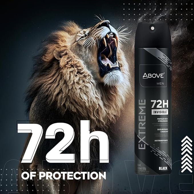 ABOVE Extreme Men Black - 72H Antiperspirant Spray Deodorant for Men 5.07 Fl Oz | Aluminum-Free | Fresh Mist, No Stain, No Alcohol, Long-Lasting Men's Deodorant Spray | Lavender and Oliban