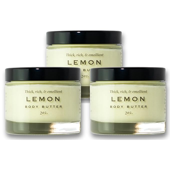 Salt Cellar Spa Soothing Mini Body Butter Trio – Dead Sea Mineral-Infused Body Moisturizer for Soft, Hydrated Skin (3 x 2 oz) (Lemon)