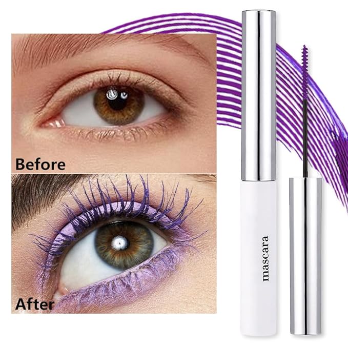 BINGBRUSH Colored Mascara for Eyelashes, Voluminous Colorful Mascara, Pink Purple Blue Green Red-Lengthening, Defining, Curling, Multiplying Formula (#09-Light purple, 1 Count (Pack of 1))