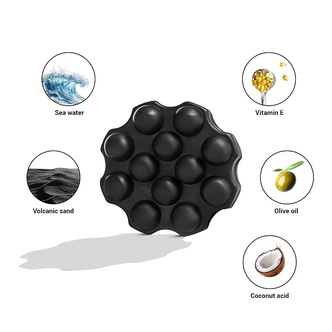 Volcano Black Soap Bar with Olive Oil and Volcanic Sand 110gr – Deep Cleansing and Exfoliating Soap for Face and Body – Bar Soap for Dry Skin for Removing Excess Oil, Dead Skin Cells & Impurities