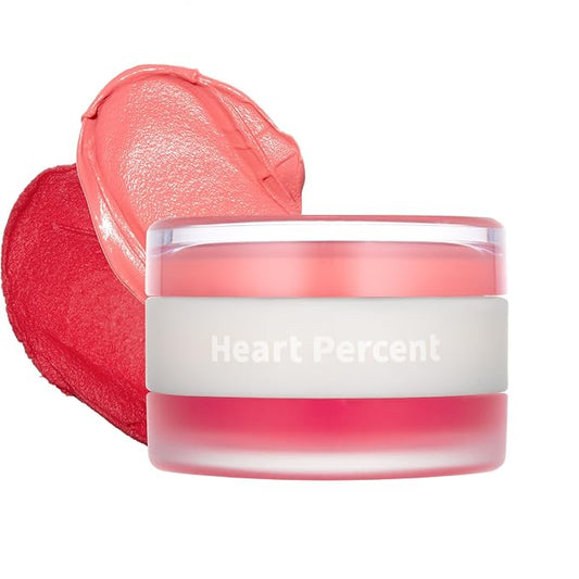 Heart Percent Dote On Mood Custom Lip & Cheek, Matte (Fog Pot) + Glow (Shine Balm) Dual Type Multi-use Blush & Lip Tint [#01. Apricot Coral]