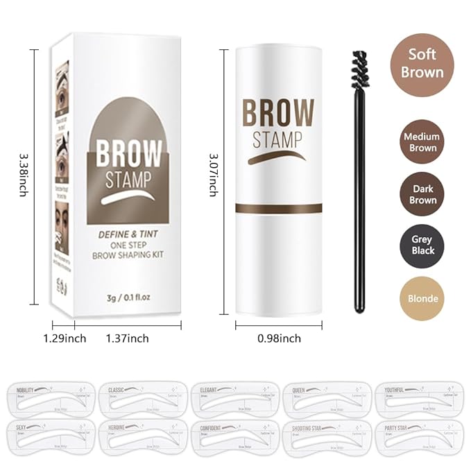 Eyebrow Stamp Stencil Set,Soft Brown Eyebrow Stencils Shaping Kit, Long-Lasting Eyebrow Shaper for Women Girl, Cruelty-Free plantillas para la cejas