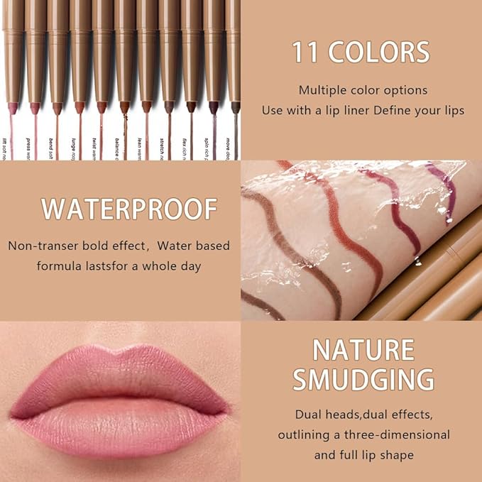 Plump Matte Crayon Lip Liner Pencil, Deep Purple Lip Liners Lipstick, Long-Lasting Waterproof Creamy Formula, With Silicone Smudger for Define Contours & Sculpting Lip, 0.75g/0.026oz