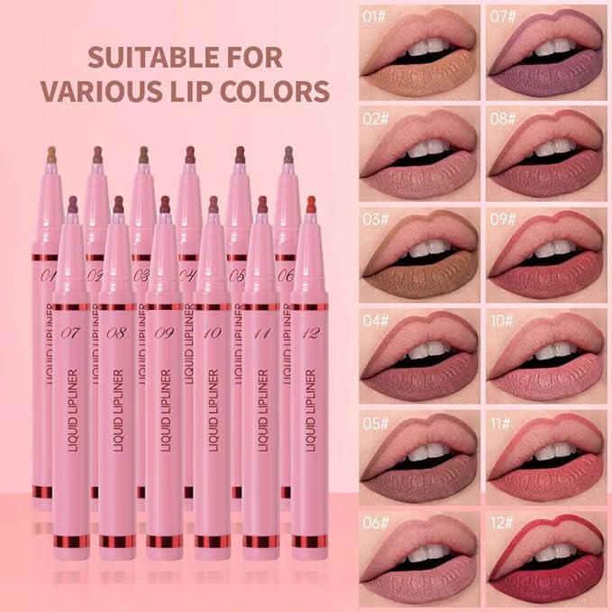 Deep Plum Liquid Lip Liner Stain, 24 Hour Longwear Matte Lip Tint Liner, Waterproof Transfer-proof Lip Lipstick Lip Liner, All Day Stay Lip Stain 07#
