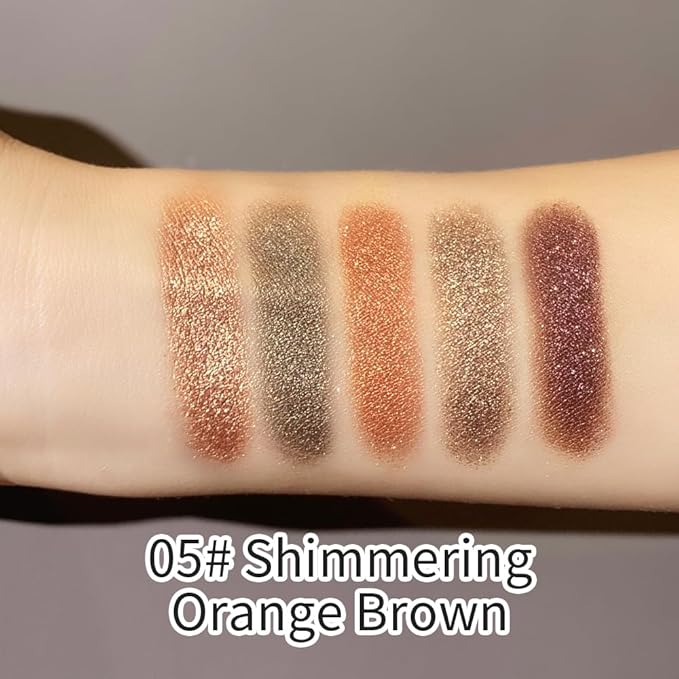 Eyeshadow Palette 5-Color with Pearlescent Shimmer Earth Tones, Buttery Putty Texture, Fine Glitter Duochrome Shades, Mist Matte Finish, Silky Smooth Brightening Eye Makeup for a Charming Look-5#