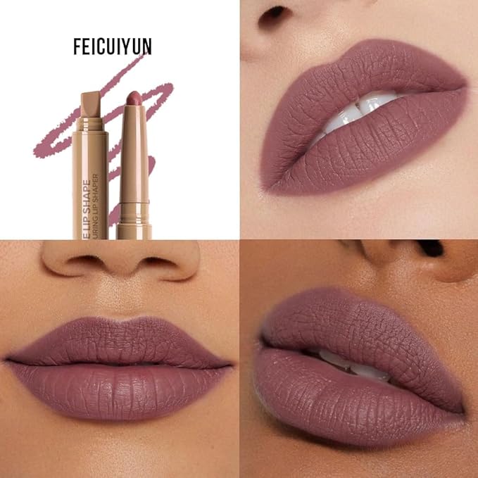 Plump Matte Crayon Lip Liner Pencil, Plum Lip Liners Lipstick, Long-Lasting Waterproof Creamy Formula, With Silicone Smudger for Define Contours & Sculpting Lip, 0.75g/0.026oz