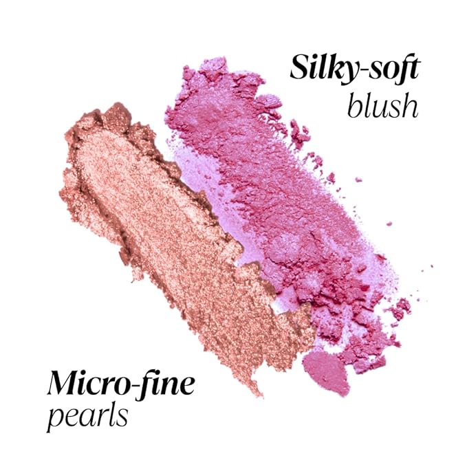 Blush + Brighten Highlighter Duo, Mini Lightweight Blendable Shimmer Blush, High Pigmented Makeup Powder Palettes, Cruelty Free - #Blessed