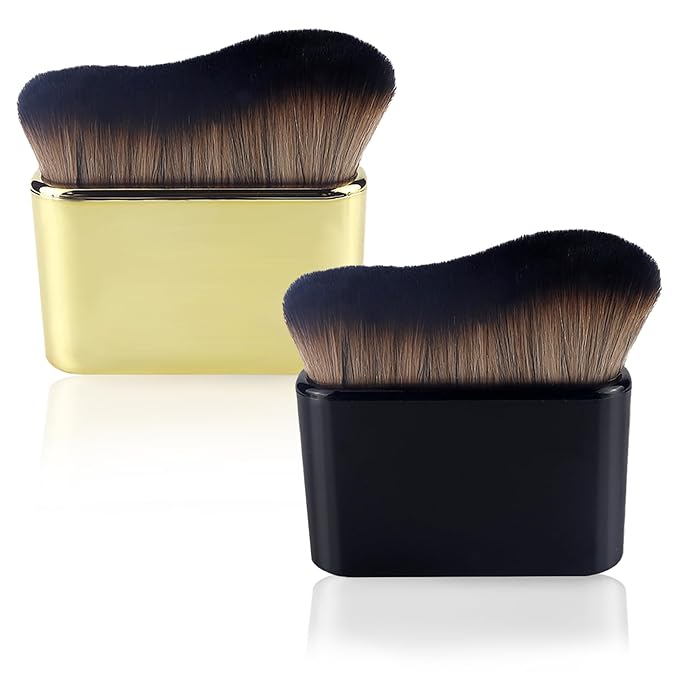 2pcs Self Tanner Brush Body Makeup Brushes Liquid Foundation for Self Tan Brush Self Tan Applicator Face Neck Body Leg Tanning Makeup (Gold+Black)