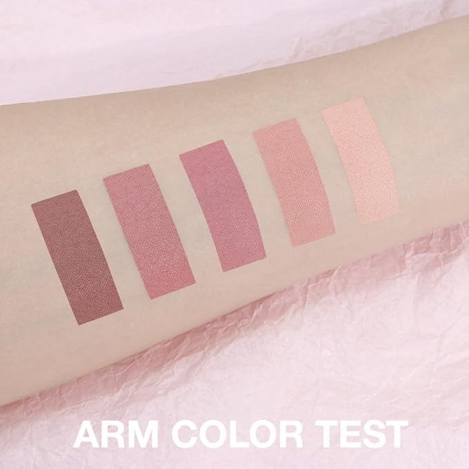 Nude Matte Eyeshadow Palette Makeup, 5 Natural Neutral Nude Brown Faded Rose Colors Eye Shadow Palette, Long Wearing Waterproof Professional Eye Makeup (04#, Pack of 1)