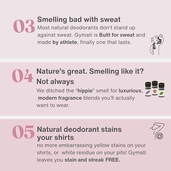 Gymati Natural Deodorant Body Spray Aluminum Free - Women - Pack of 3