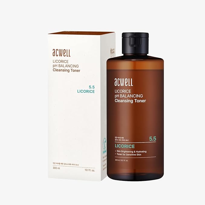 ACWELL Licorice pH Balancing Cleansing Toner 10.14 fl.oz. - PH5.5 Hydrating Makeup Cleansing Astringent - Skin Clearing, Reduce Pigmentation, Acne and Dark Spots