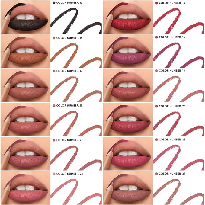 12 Colors Lip Liner Set, Matte Finish Series Lip Liners Pen Kit for Women, Long Lasting Waterproof Smooth High Pigmented Lip Pencil for Daily Makeup (Set B)