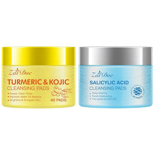2 Sets Remover Wipes, with Turmeric & Salicylic Acid, Exfoliating Face Cleansing Pads for Hydrating, Moisturizing & Calming for Sensitive Skin