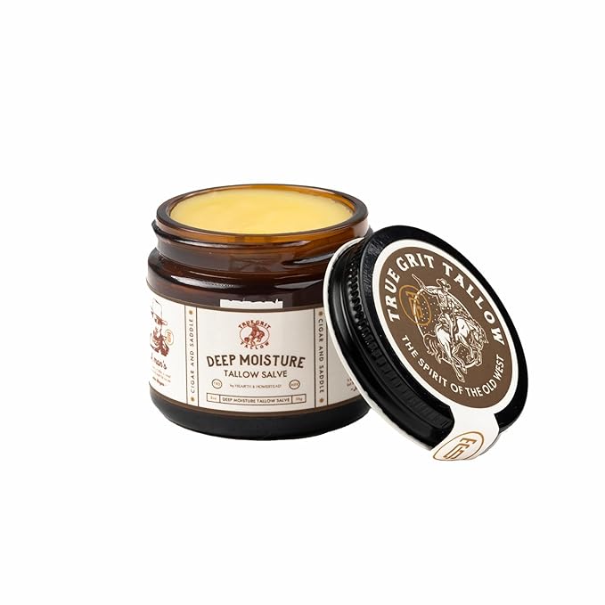 John Wayne Inspired Deep Moisture Tallow Salve – Cigar and Saddle Scent – Soothing Balm for Dry, Cracked Skin – Grass-Fed Tallow, Lanolin & Beeswax – 2 oz
