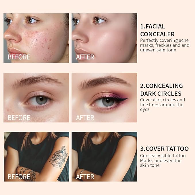 Multi-Use Pot Concealer Full Coverage - Under Eye Concealer Waterproof No Transfer,For Dark Circles, Blemishes, Makeup Brightens for Sensitive Skin, Deep Skin Tone 0.53 Oz