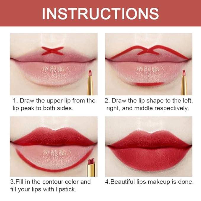 evpct 3Pcs Dark Deep Ruby Mauve Red Lip Liner and Lipstick Set Kit for Women Matte Matt 24 Hours Lipstick Pen and with Lip Liner Pencil Set Long Lasting 24 labial labiales mate 24 horas originales