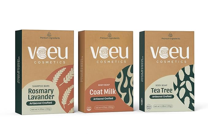 Natural Soap Bar Bundle – Goat Milk, Tea Tree Organic & Rosemary + Lavender | Handmade Cold Process | Nourishing & Aromatherapeutic | 3-Pack for Face & Body | Vegan & Palm Oil Free