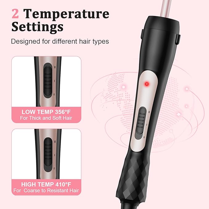 3/8 Inch Small Curling Iron, 9mm Tiny Curling Wand for Short & Long Hair, Ceramic Small Barrel Curling Iron with Adjustable Temperature, Fast Heating Hair Curler with Heat Resistant Glove & 2 Clips