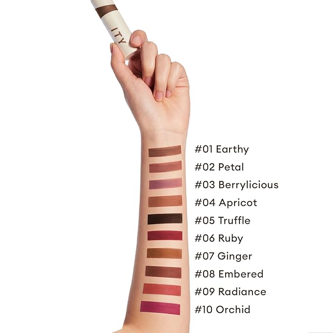 ITY Velvet Matte Finish Lip Stain-Mousse Textured Lip Clay, Red Shade, Conceals Lip Lines, Rich Pigment Lip Tint Lipsticks, 0.14 oz (4g) in Earthy, Truffle.