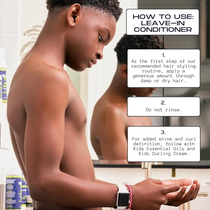 YOUNG KING HAIR CARE Kids Leave-In Conditioner For Boys | Detangle, Hydrate and Soften Natural Curls | Plant-Based and Harm-Free (8 oz)