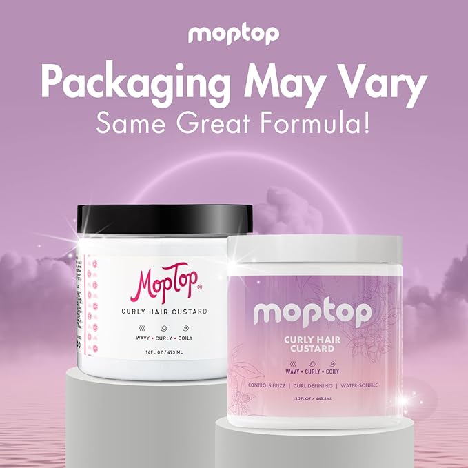MopTop Curly Hair Gel Custard - Styling Gel for Moisturizing and Defining Soft Curls, Lightweight and Anti Frizz, Curly Hair Products for Waves, Coils & Kinks (Citrus Kumquat, 16oz)